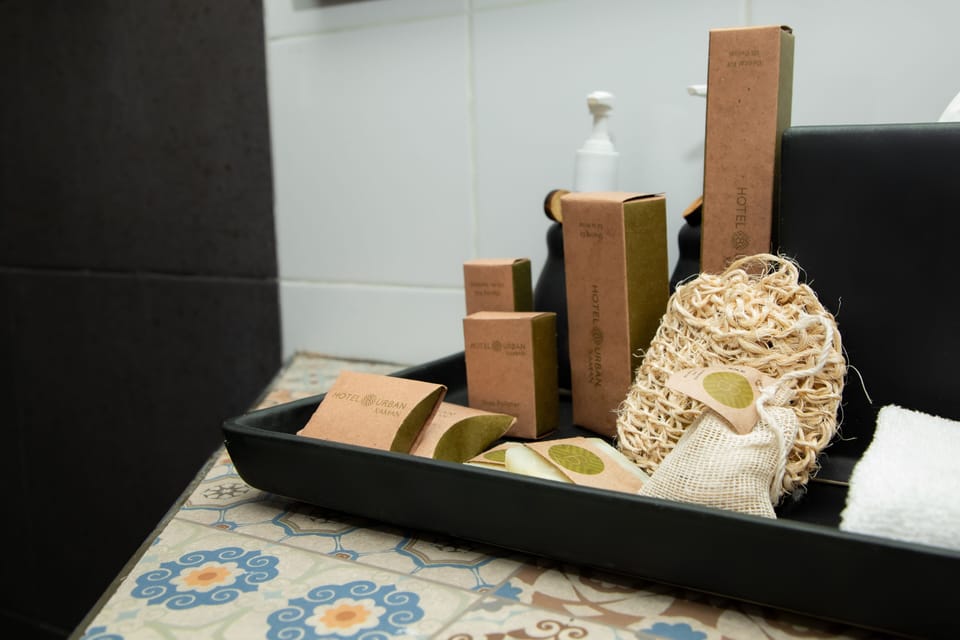 Shower, rainfall showerhead, eco-friendly toiletries, hair dryer