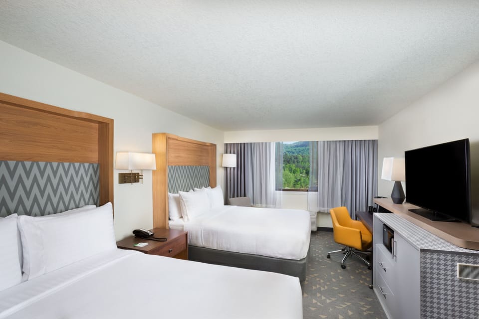 Standard Room, 2 Queen Beds, Mountain View | Hypo-allergenic bedding, desk, laptop workspace, blackout drapes