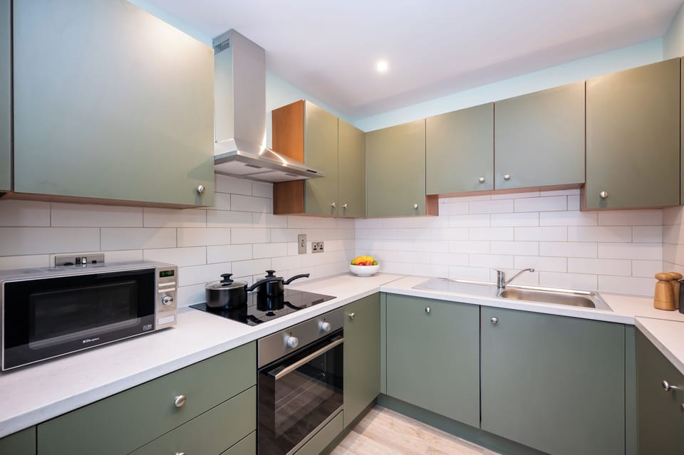 Standard Apartment, 2 Bedrooms | Private kitchen | Fridge, microwave, stovetop, dishwasher