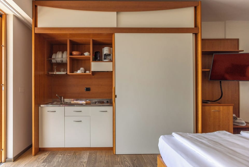 Superior Double Room, Lake View | Private kitchen | Fridge
