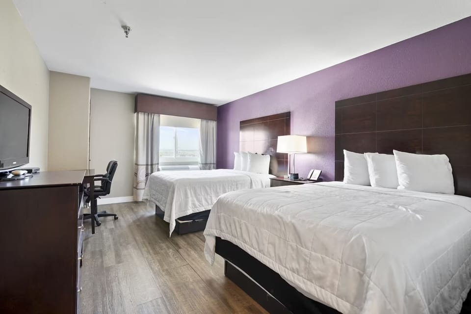Room, 2 Queen Beds, Non Smoking | Premium bedding, desk, blackout drapes, iron/ironing board