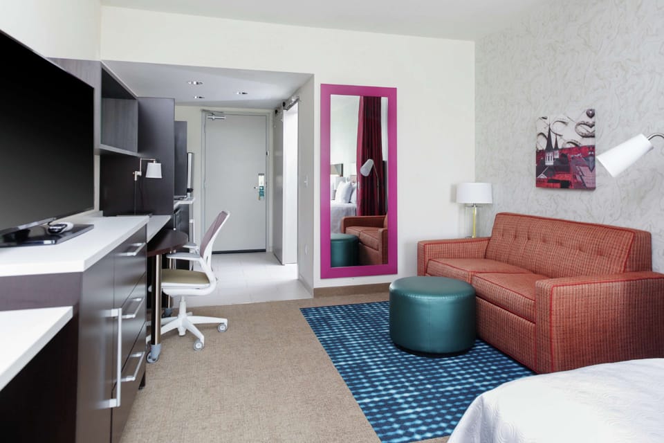 42-inch LCD TV with cable channels, TV, MP3 dock