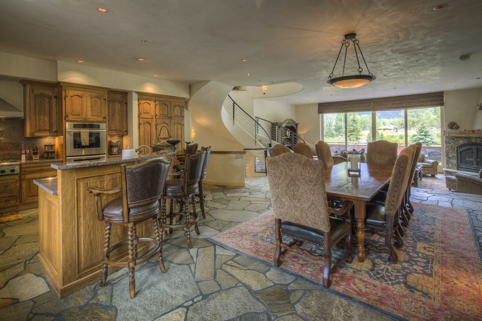 Great room kitchen, dining, and living areas