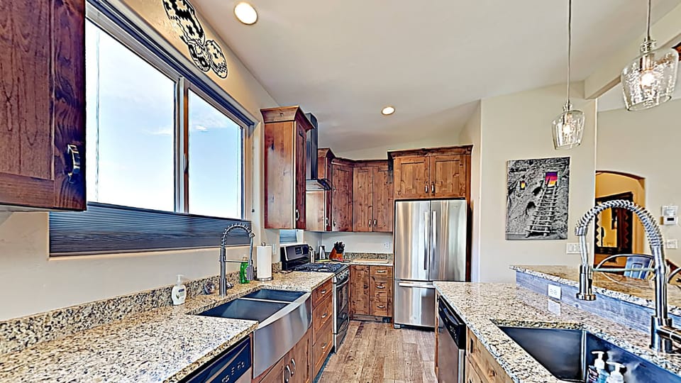 Village Place kitchen with 2 sinks, 2 dishwashers