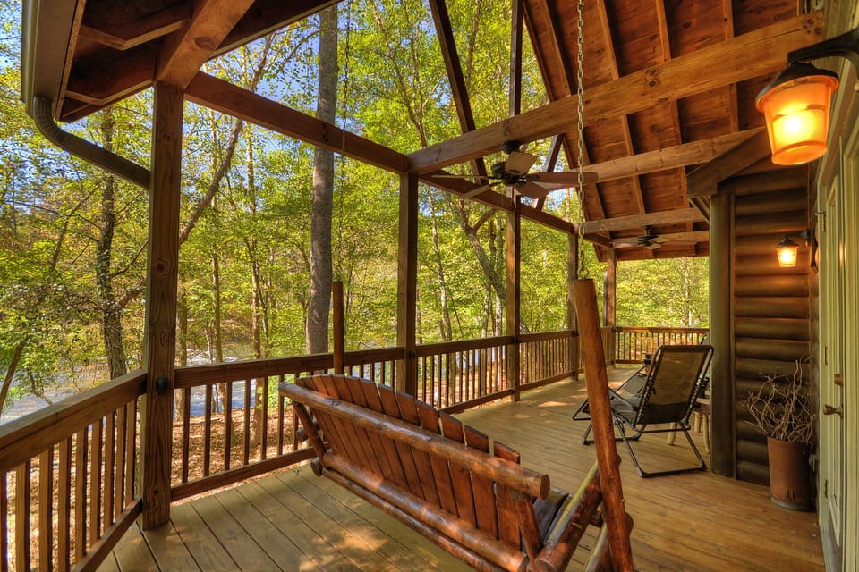 Relax on the swing while enjoying the river view