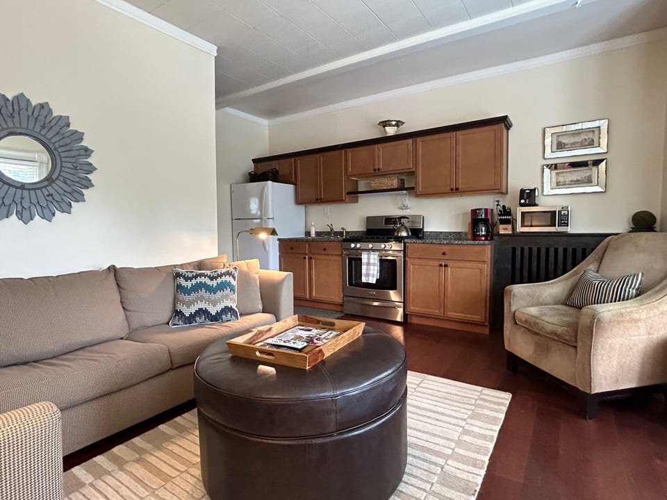 Full sized fridge and stove for stay at home meals
