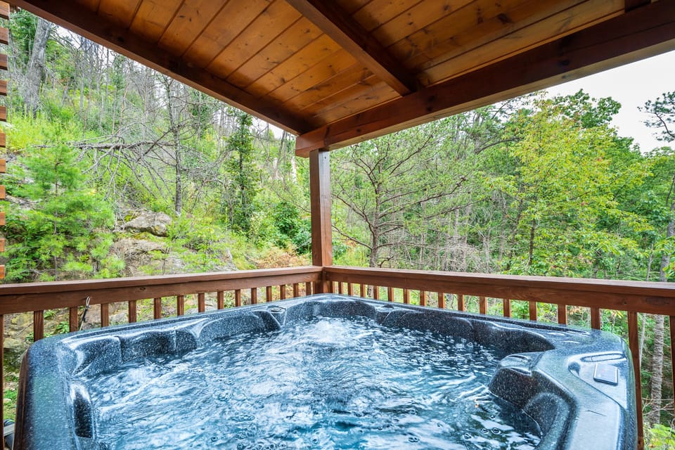 Private hot tub on the back deck