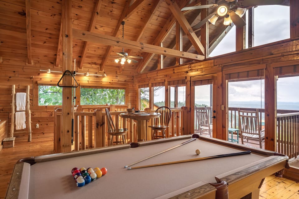 Pool table in upstairs loft.  More views from upstairs balcony.