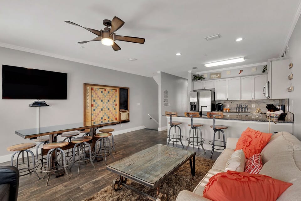 Living Room with LARGE Scrabble board!