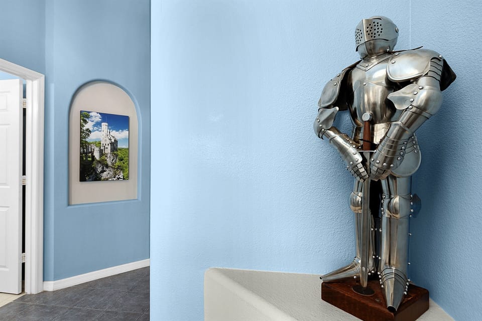 Sir Lance-a-Little guards the entrance to Fairytale Villa!