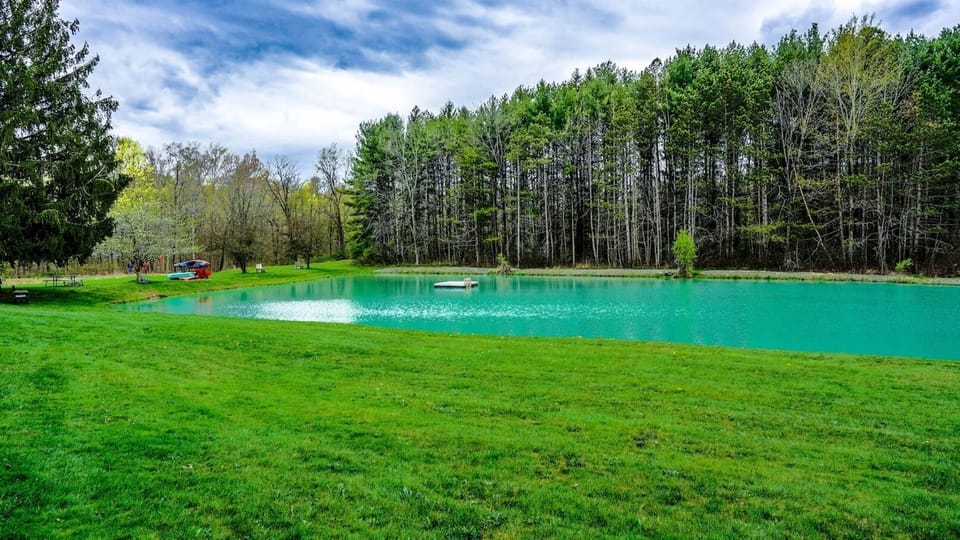 Enjoy catch-and-release fishing in the private small pond or from the dock of the larger pond past the sports court. The larger pond is shared with a neighbor, so fishing is allowed only from the dock, perfect for peaceful, nature-filled relaxation.