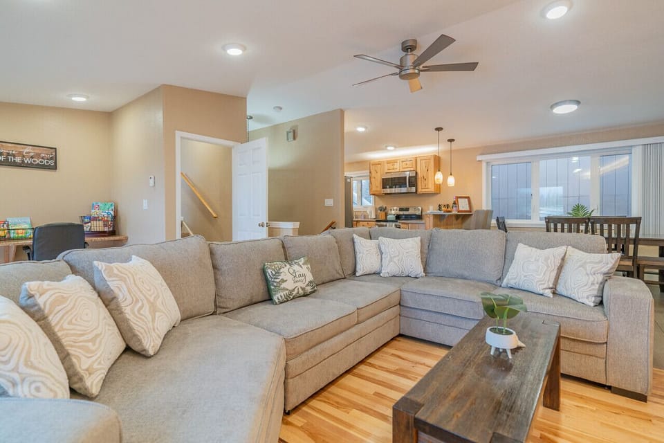 Living Room Looking into Kitchen and Staircases