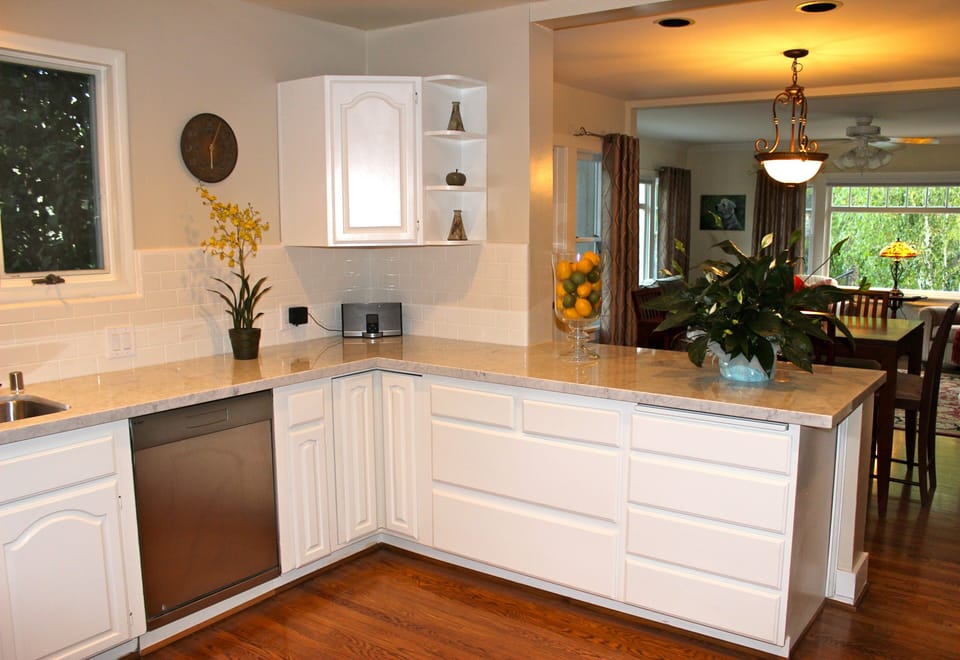 Another view of kitchen, breakfast dining room and family room.