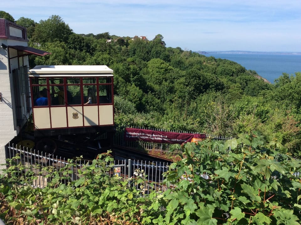 Funicular/cliff railway takes you down to the beach. 