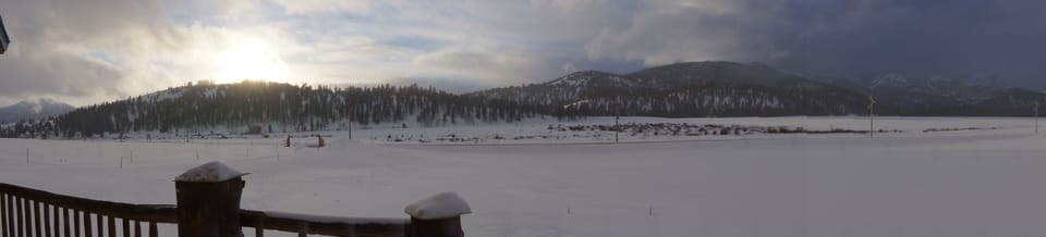 Winter scene panorama off deck