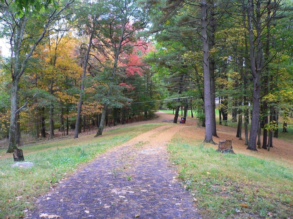 long driveway to the house

