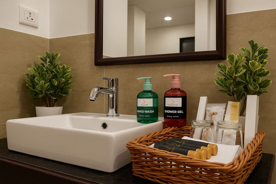 Premium Balcony Room | Bathroom | Shower, rainfall showerhead, slippers, towels