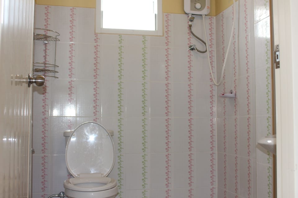 Shower, free toiletries, hair dryer, bathrobes