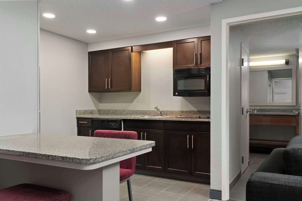 Fridge, microwave, coffee/tea maker