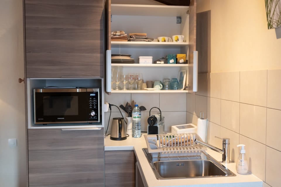 Standard Double Room | Private kitchen | Fridge, microwave, oven, coffee/tea maker