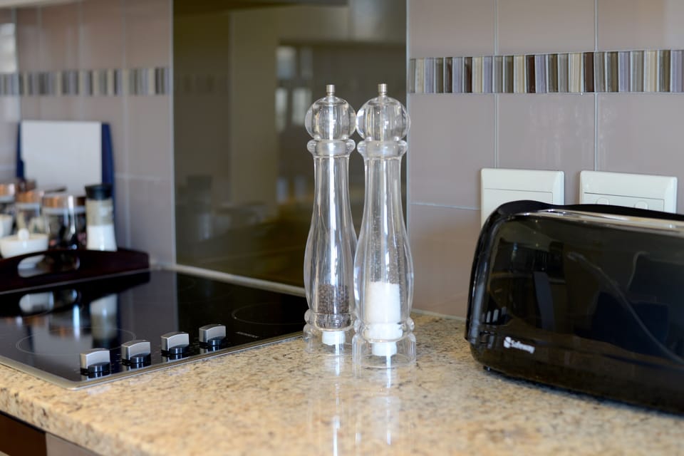 Luxury Apartment (414) | Private kitchen | Fridge, microwave, oven, stovetop