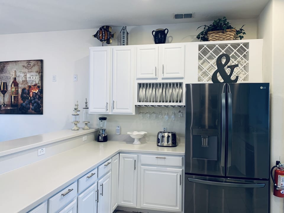 Modern Kitchen with large fridge freezer. Fully equipped for a family