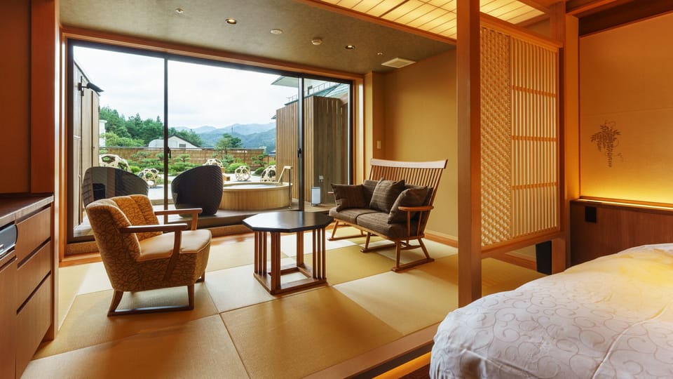 Japanese Modern Twin Room A Type Open-air bath with Terrace, Non-Smoking | In-room safe, desk, WiFi (free)