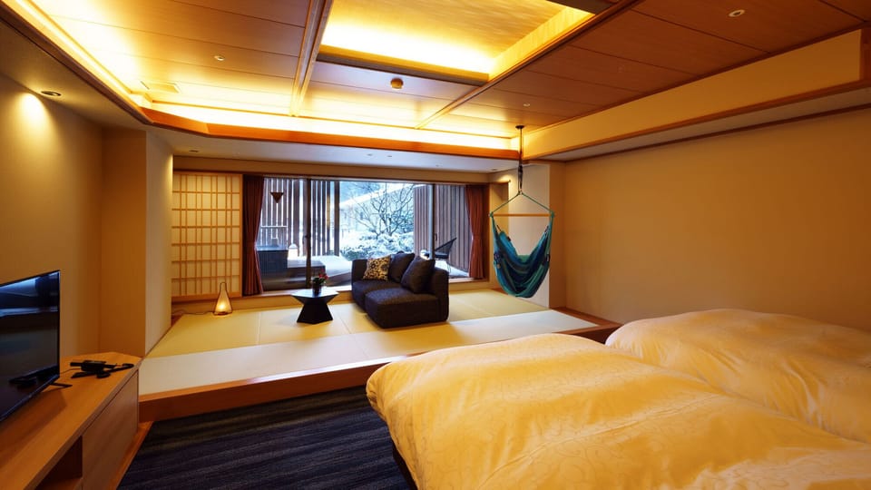 Japanese modern twin room with hammock(With open-air bath) Non Smoking | In-room safe, desk, WiFi (free)