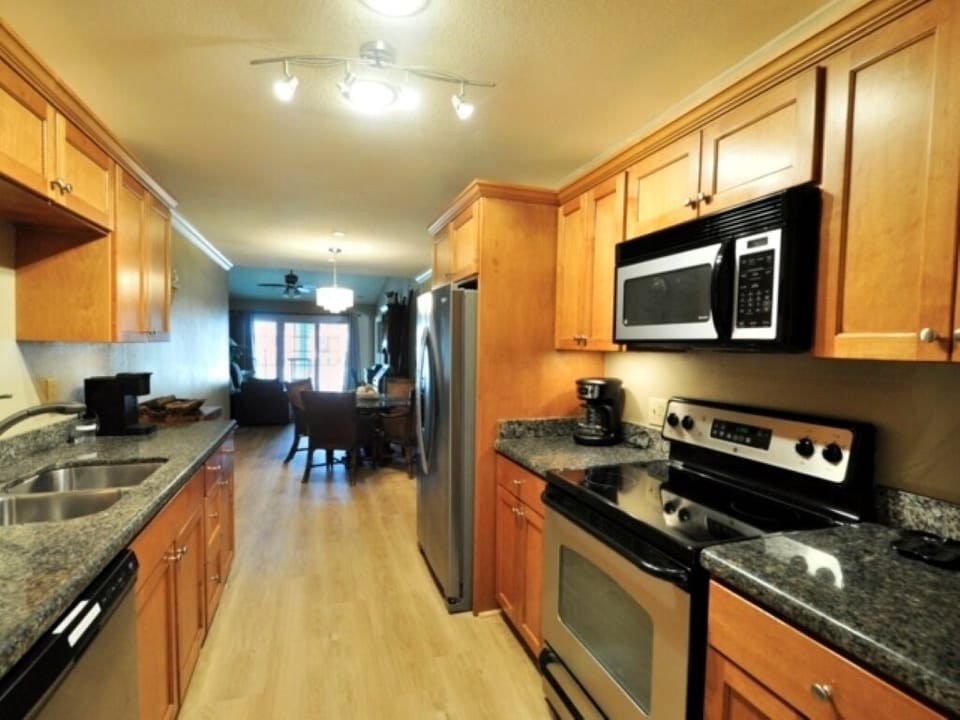 Kitchen with stainless steel appliances