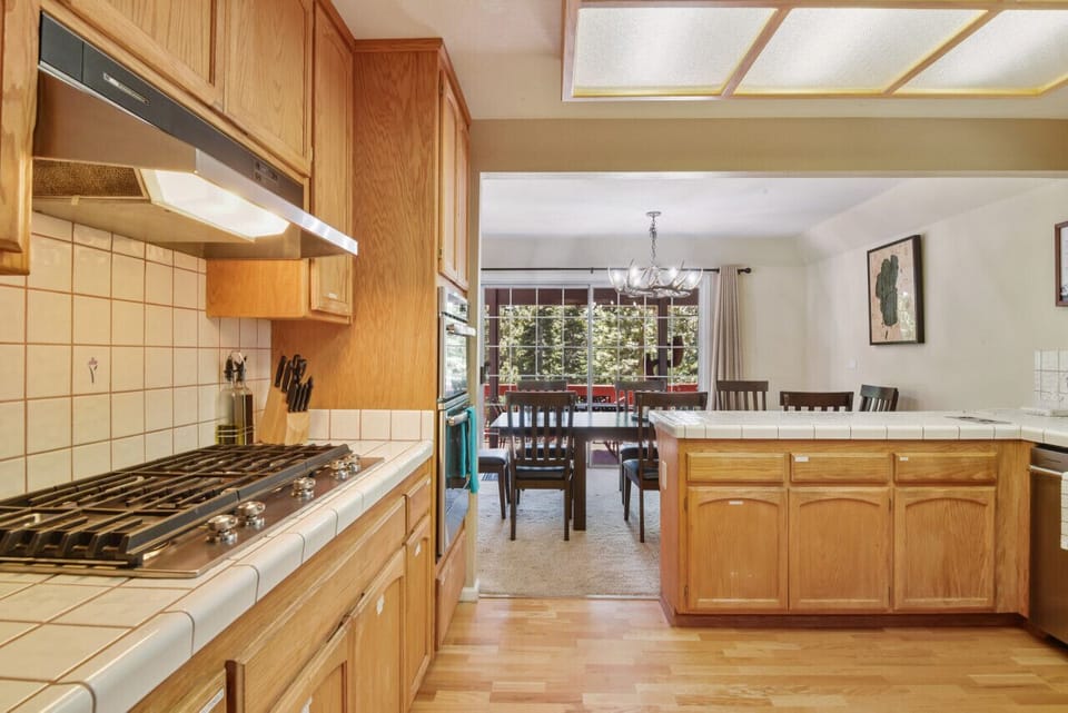 Kitchen is well stocked with appliances