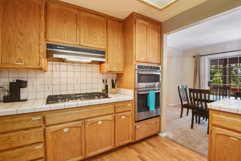 Kitchen is well stocked with appliances