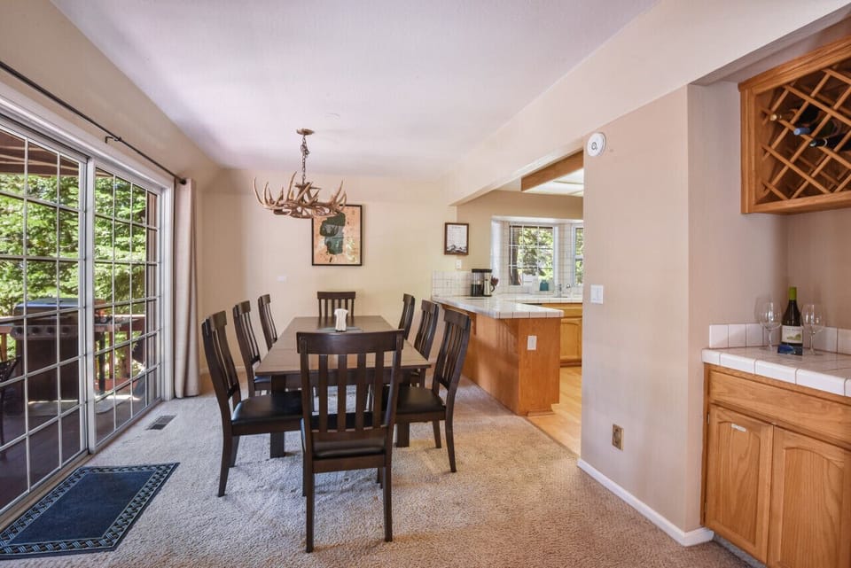 Dining room open to living room and kitchen
