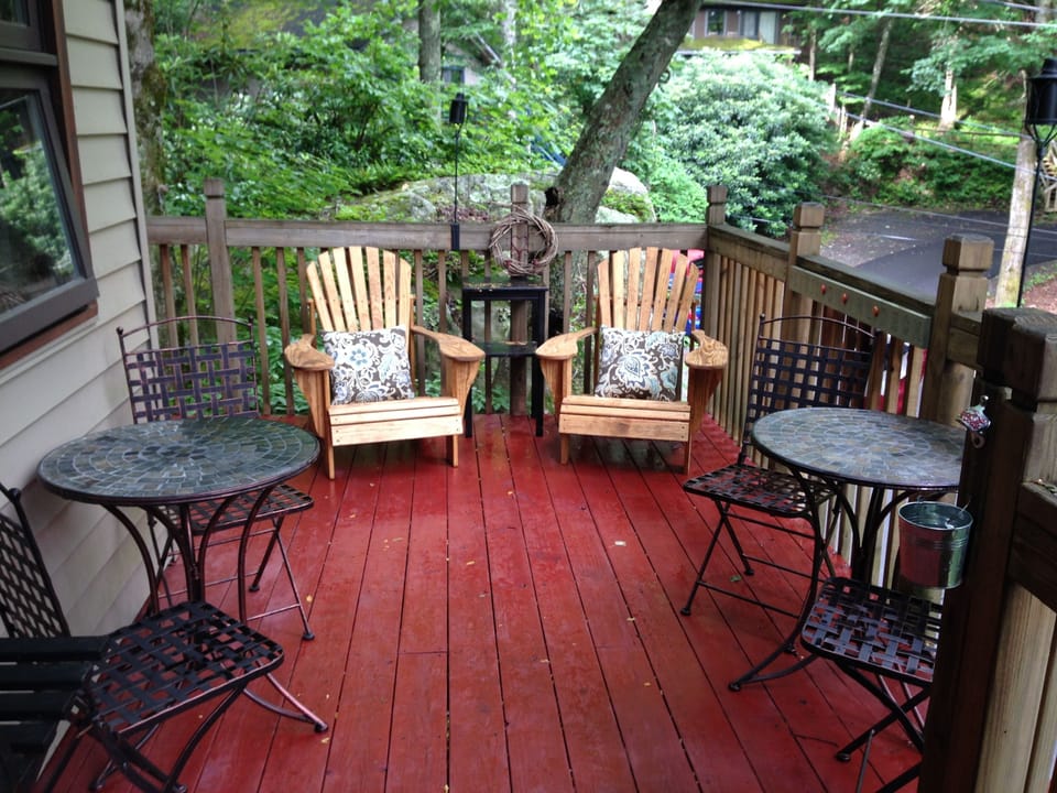 ~~The Deck~~ Includes 3 bistro sets, 2 Adirondack and one big chair.