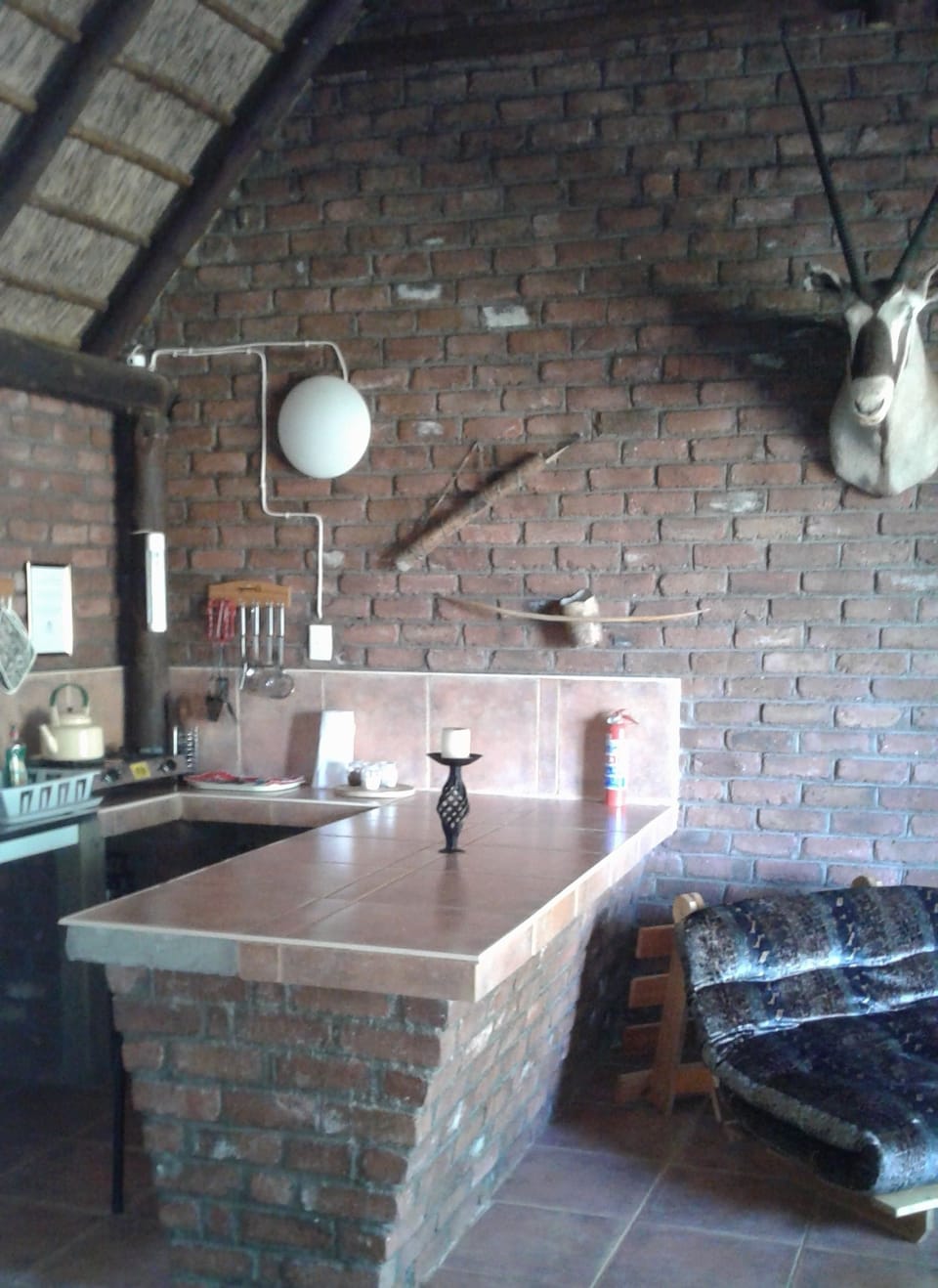 Fridge, stovetop, coffee/tea maker, electric kettle