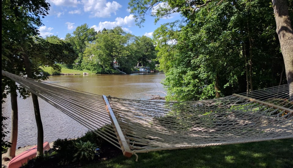 Hammock off the deck and overlooking the lake.