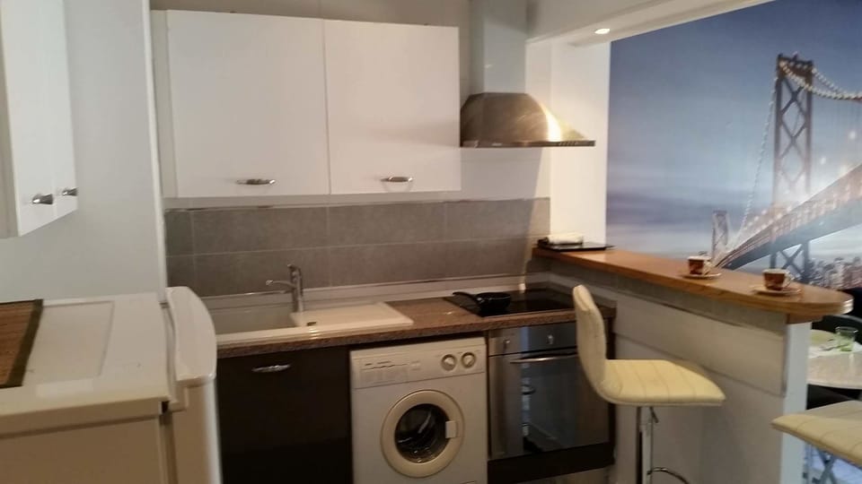 Full-size fridge, microwave, oven, stovetop