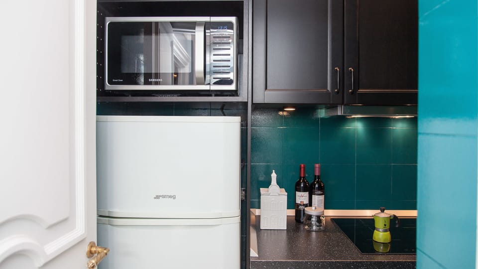 Studio Suite | Private kitchen | Full-size fridge, microwave, stovetop, dishwasher