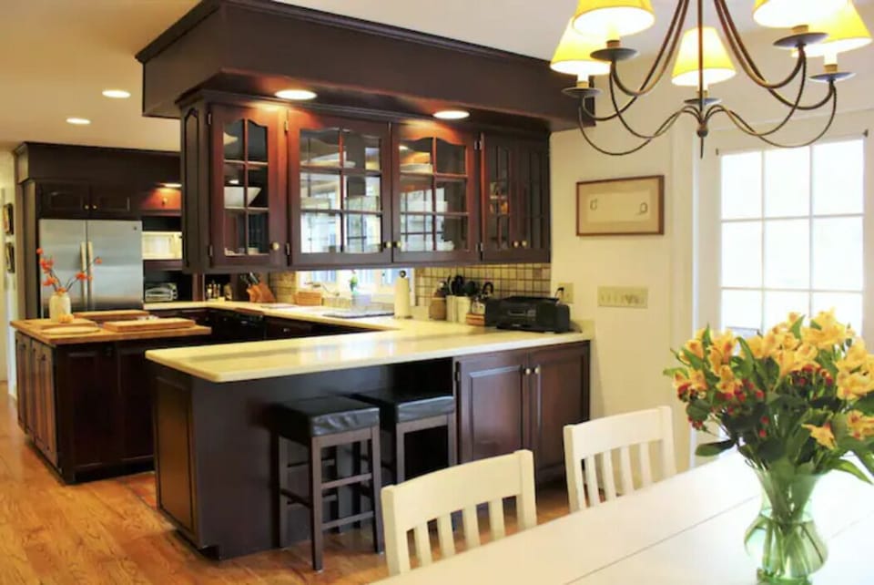 The kitchen offers so much counter space!