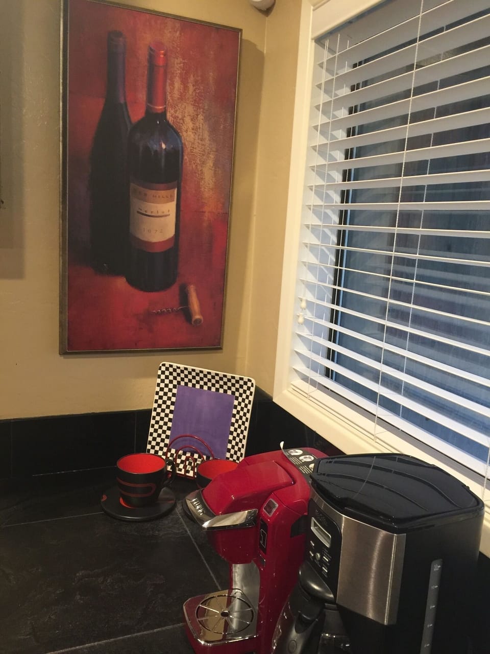 Keurig , dishwasher and a first morning welcome basket 