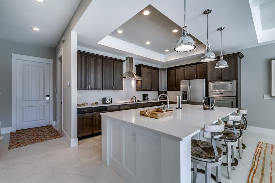 Kitchen accommodates several cooks at once :) 