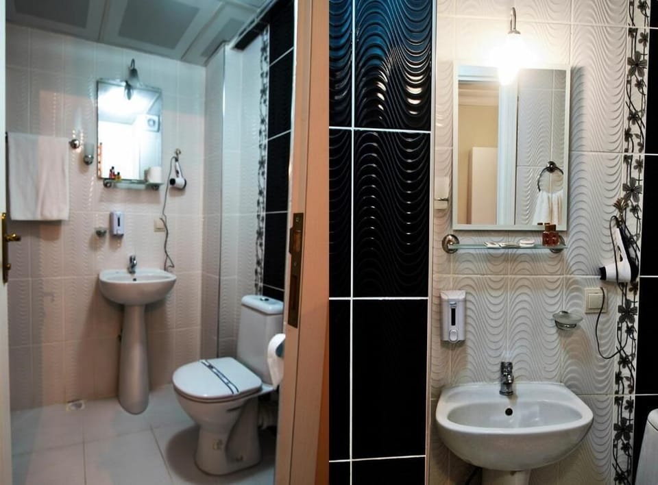 Shower, free toiletries, hair dryer, slippers