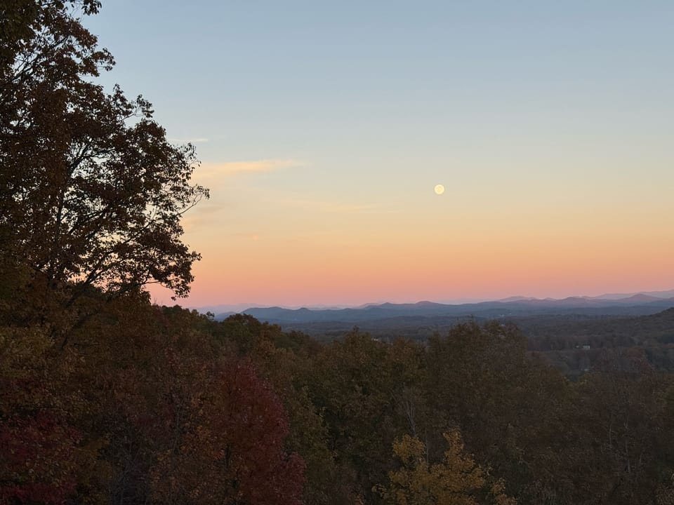 A typical majestic moon rise from deck with spectacular color & views for miles!