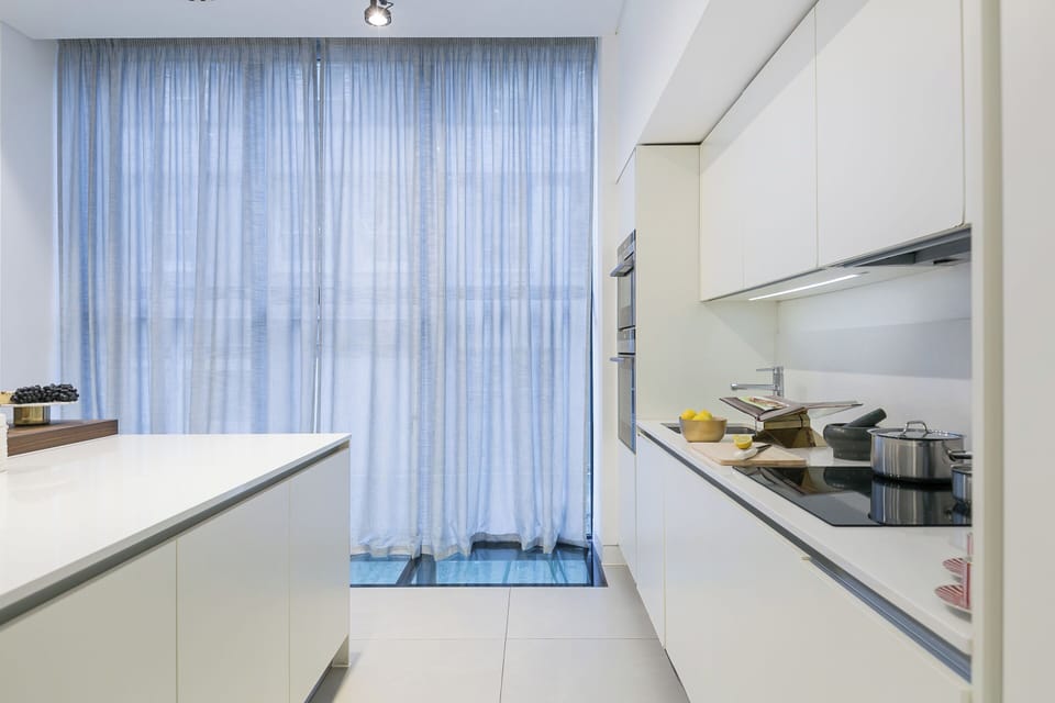 Deluxe Apartment | Private kitchen | Full-size fridge, microwave, oven, stovetop