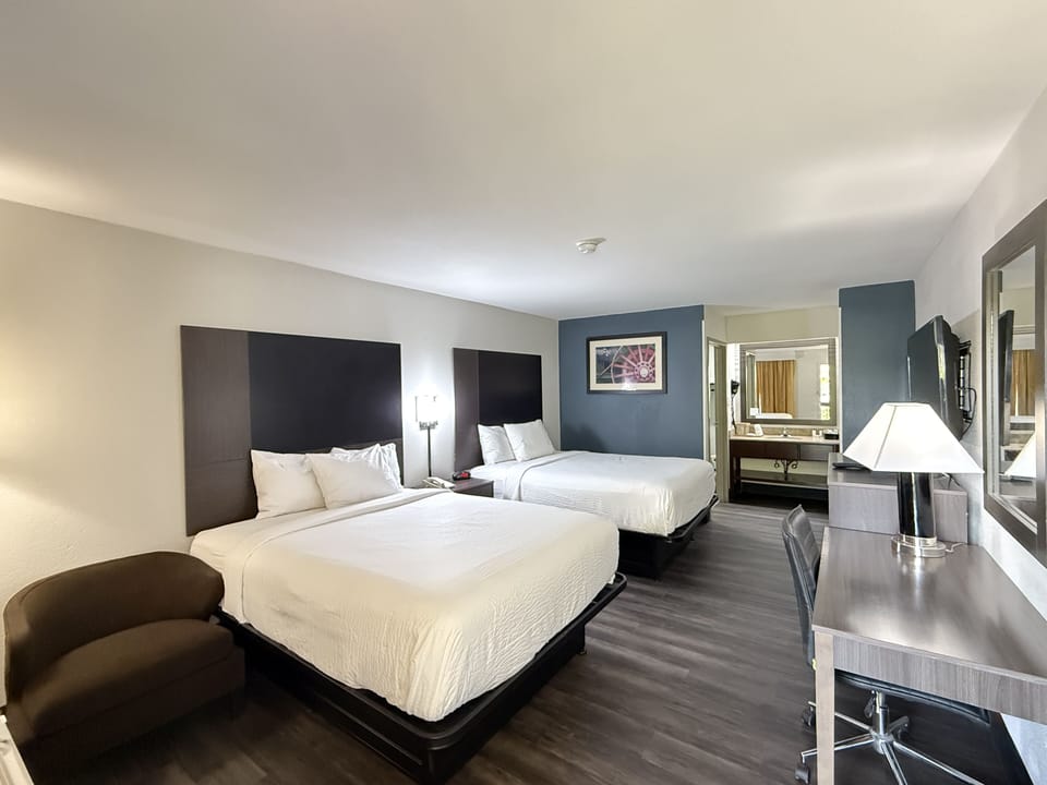 2 Queen Beds, Studio, Non-Smoking | Desk, blackout drapes, iron/ironing board, free WiFi