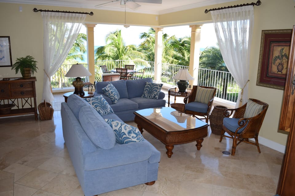 Living Room with ocean and beach view