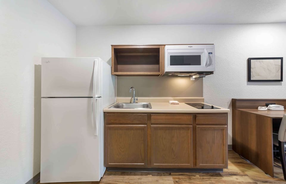 Deluxe Studio, 1 Queen Bed with Sofa bed, Non Smoking, Refrigerator & Microwave | Private kitchen | Full-size fridge, microwave, stovetop, freezer