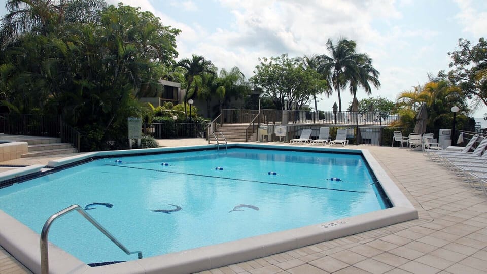 Just steps to our beautiful pool at Moon Bay