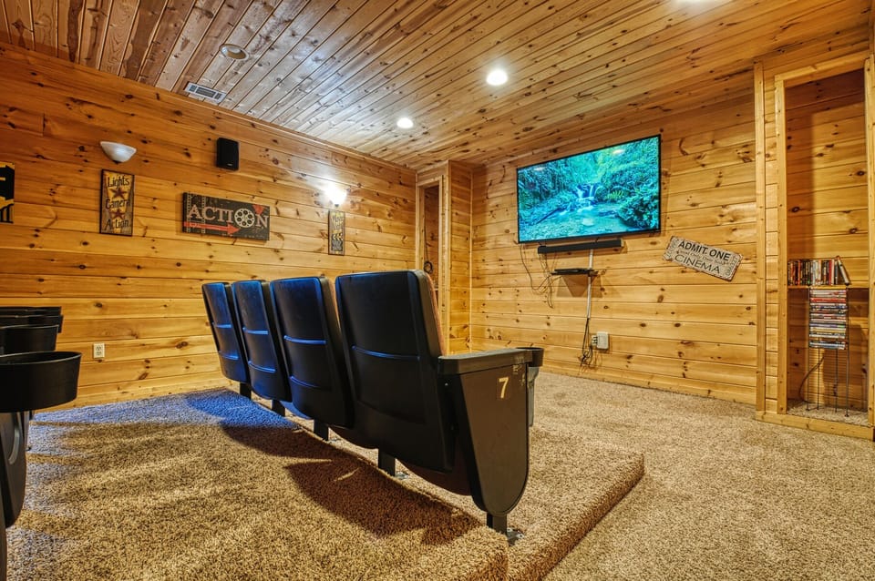 Comfortable , spacious theater room.
Arcade inside of the theater has 200+games