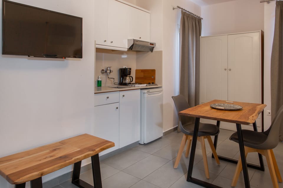 Panoramic Studio, 1 Double Bed, Sea View | Private kitchen | Fridge, stovetop, coffee/tea maker, electric kettle
