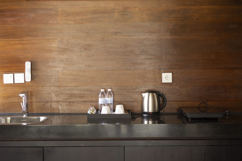 Fridge, electric kettle